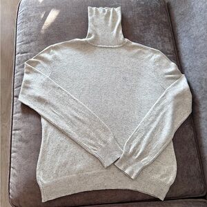 RALPH LAUREN Light Gray Silk Cashmere Turtleneck Sweater Size Medium